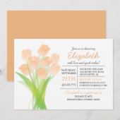 Invitation Baby shower de tulipe de pêche typographique moder (Devant / Derrière)
