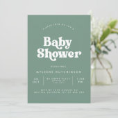 Invitation Baby shower de type rétro Sage Green (Debout devant)