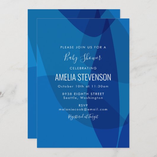 Invitation Baby shower de typographie Abstrait moderne de scr (Devant / Derrière)