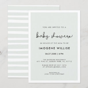 Invitation Baby shower de typographie blanche mignonne