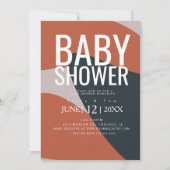 Invitation Baby shower de Typographie Bleue en Terracotta bio (Devant)