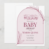 Invitation Baby shower de typographie chic (Devant / Derrière)