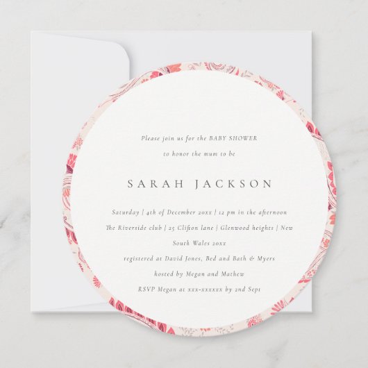 Invitation Baby shower de typographie classique moderne Blush (Devant)