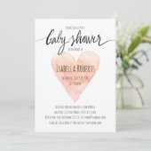 Invitation Baby shower de typographie de l'aquarelle de corai (Debout devant)