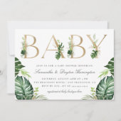 Invitation Baby shower de typographie de l'or de la nature tr (Devant)