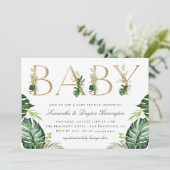 Invitation Baby shower de typographie de l'or de la nature tr (Debout devant)