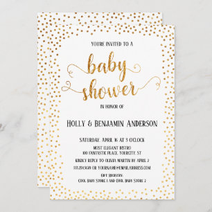 Invitation Baby shower de typographie Faux Gold Confetti
