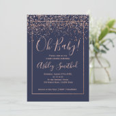 Invitation baby shower de typographie marine de confetti d'or (Debout devant)