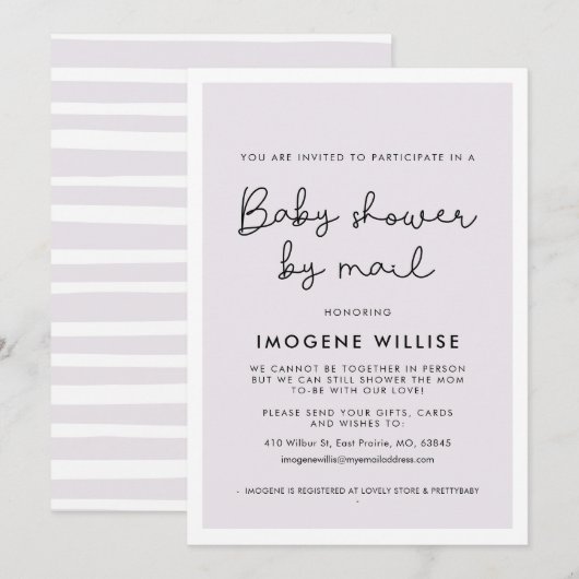 Invitation Baby shower de typographie mignonne par mail (Devant / Derrière)