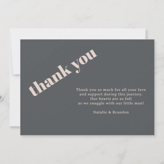 Invitation Baby shower de typographie rose Grey Boho (Dos)