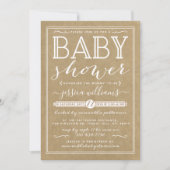 Invitation Baby shower de typographie rustique Kraft tendance (Devant)