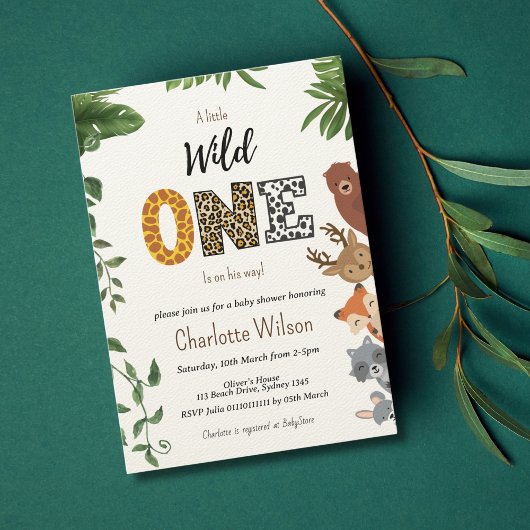 Invitation Baby shower de typographie Wild One code QR