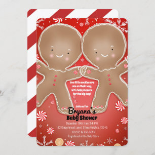 Invitation Baby shower de vacances de Peppermint Gingerbread