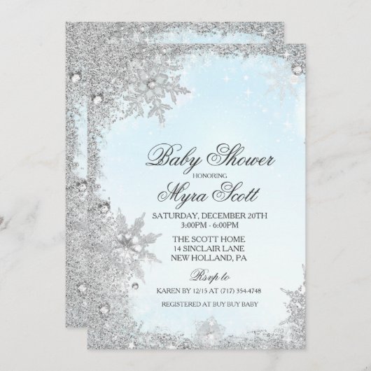 Invitation Baby shower de vacances d'hiver (Devant / Derrière)