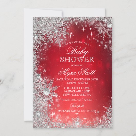 Invitation Baby shower de vacances d'hiver (Devant)
