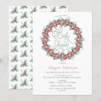 Baby shower de vacances Holly et Berries Wreath