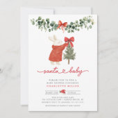 Invitation Baby shower de vacances "Père Noël Baby" (Devant)