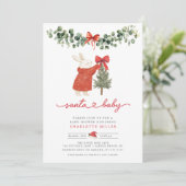 Invitation Baby shower de vacances "Père Noël Baby" (Debout devant)