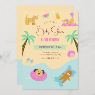 Invitation Baby shower de vacances pour chiens de plage d'été