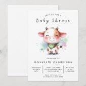 Invitation Baby shower de vache à grange lunaire (Devant / Derrière)