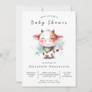 Invitation Baby shower de vache à grange lunaire