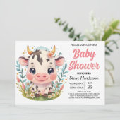 Invitation Baby shower de vache à granges à imprimer (Debout devant)