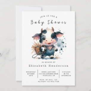 Invitation Baby shower de vache amusante rustique modifiable