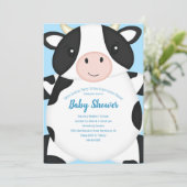 Invitation Baby shower de vache bleu (Debout devant)
