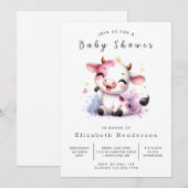 Invitation Baby shower de vache chic Boho Whimsical (Devant / Derrière)