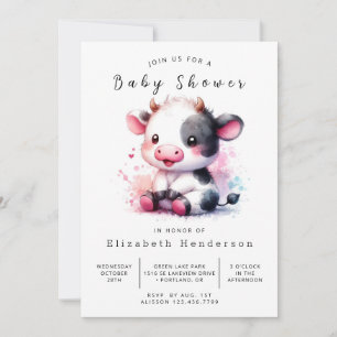 Invitation Baby shower de vache classique bohème gracieux