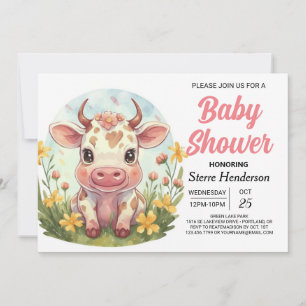 Invitation Baby shower de Vache de ferme bohème