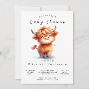 Invitation Baby shower de vache de ferme Boho Pastel