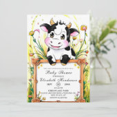 Invitation Baby shower de vache de ferme personnalisé (Debout devant)