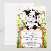 Invitation Baby shower de vache de ferme personnalisé (Devant / Derrière)