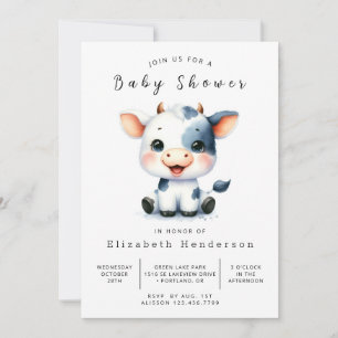 Invitation Baby shower de vache de ferme Whimsical