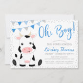Invitation Baby shower de Vache de garçon Blue Oh (Devant)