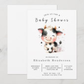 Invitation Baby shower de vache de veau de ferme enchanté (Devant / Derrière)
