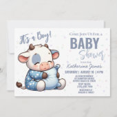 Invitation Baby shower de vache Dusty Blue Boy Farm (Devant)