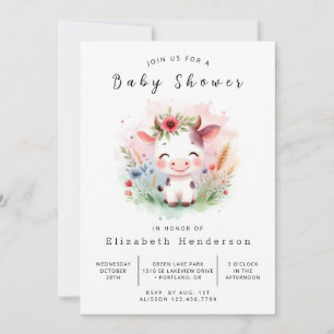 Invitation Baby shower de vache élégant Pastel en ligne