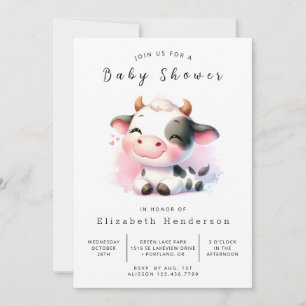 Invitation Baby shower de vache fantaisie