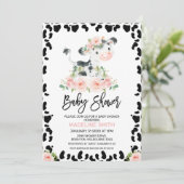 Invitation Baby shower de vache floral mou (Debout devant)