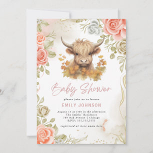 Invitation Baby shower de vache Highland