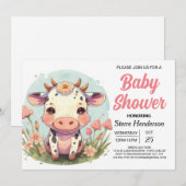 Invitation Baby shower de vache personnalisé de Baron Boho (Devant / Derrière)
