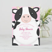 Invitation Baby shower de vache rose (Debout devant)