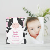 Invitation Baby shower de vache rose (Debout devant)
