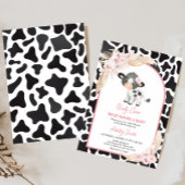 Invitation Baby shower de vache rose Boho Highland