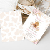 Invitation Baby shower de vache rose Highland