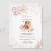Invitation Baby shower de vache rose Highland (Devant)