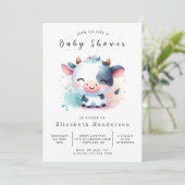 Invitation Baby shower de vache rustique enchanté (Debout devant)