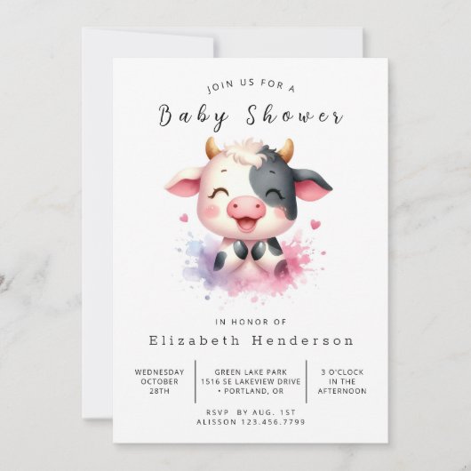 Invitation Baby shower de vache rustique moderne Boho (Devant)